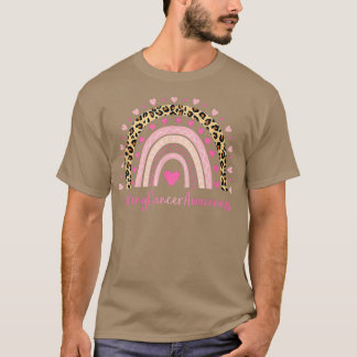 Lung Cancer Awareness Pink Heart Leopard Rainbow L T-shirt