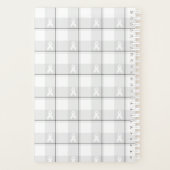 Lung Cancer Awareness Plaid Planner, White Ribbon Planner