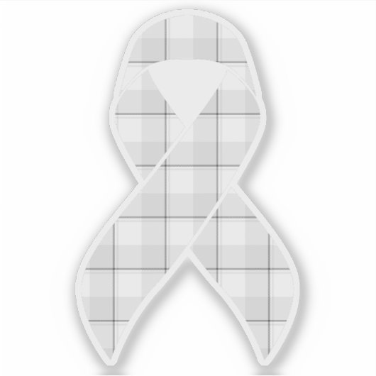 Lung Cancer Awareness Plaid Ribbon Gray Sticker (Voorkant)