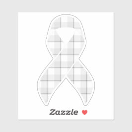 Lung Cancer Awareness Plaid Ribbon Gray Sticker