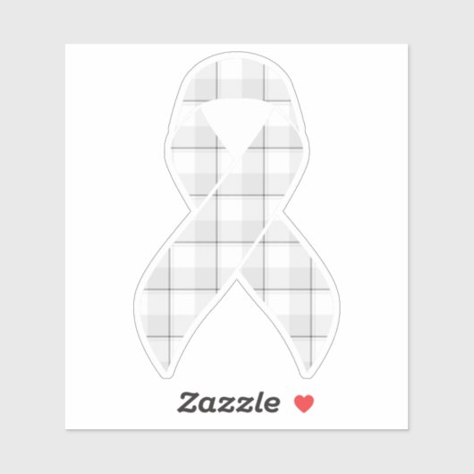 Lung Cancer Awareness Plaid Ribbon Gray Sticker (Vel)