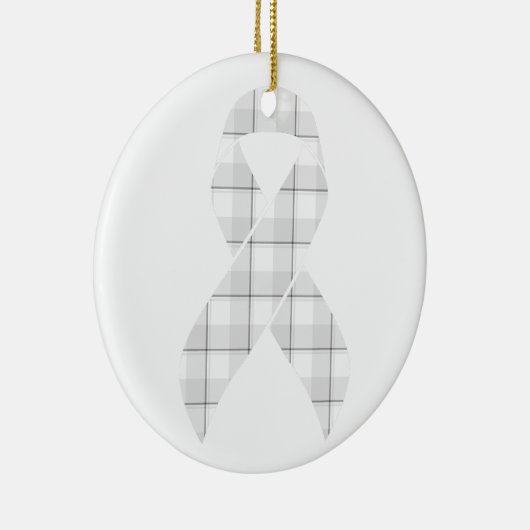 Lung Cancer Awareness Plaid White Ribbon Keramisch Ornament (Rechts)