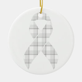 Lung Cancer Awareness Plaid White Ribbon Keramisch Ornament