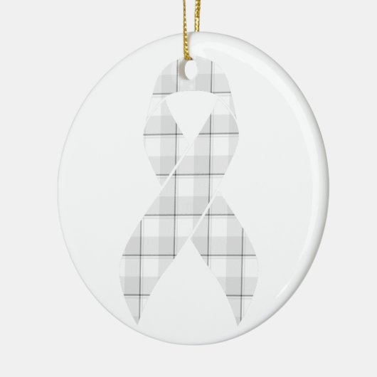 Lung Cancer Awareness Plaid White Ribbon Keramisch Ornament (Links)