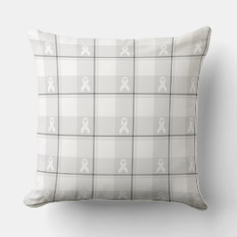 Lung Cancer Awareness Plaid White Ribbon Kussen