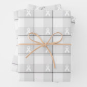 Lung Cancer Awareness Plaid Wrapping Paper White (In situ)