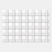 Lung Cancer Awareness Plaid Wrapping Paper White (Voorkant)