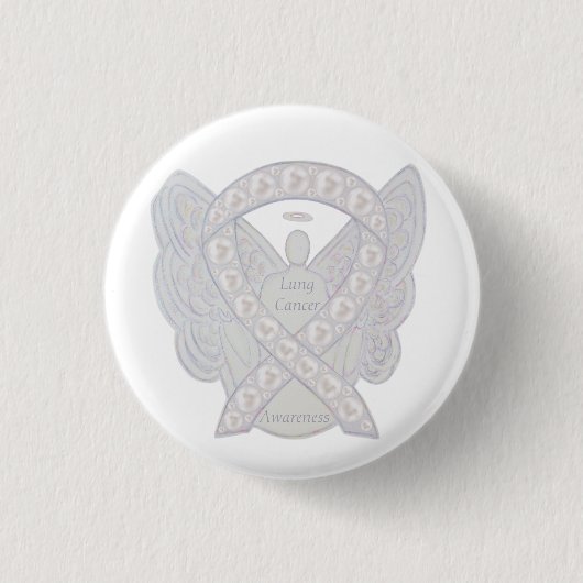 Lung Cancer Awareness Ribbon Angel Button Pins (Voorkant)