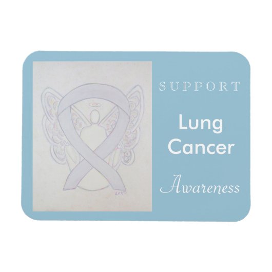 Lung Cancer Awareness Ribbon Angel Custom Magnet Magneet (Horizontaal)