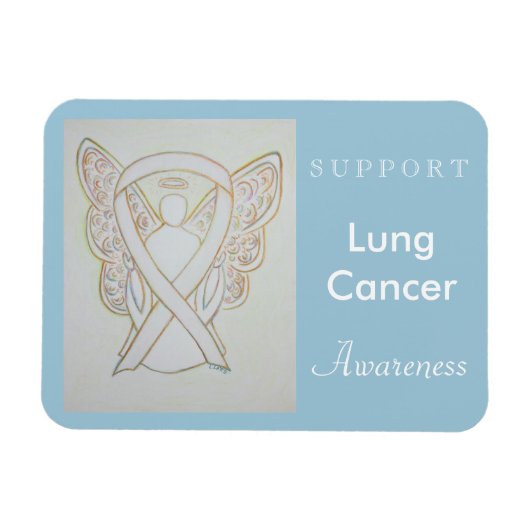 Lung Cancer Awareness Ribbon Angel Custom Magnet Magneet (Horizontaal)