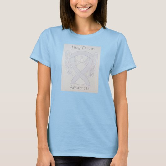 Lung Cancer Awareness Ribbon Angel Custom Shirt (Voorkant)