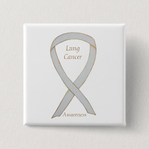 Lung Cancer Awareness Ribbon Custom Art Pin Vierkante Button 5,1 Cm