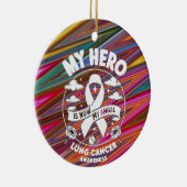 Lung Cancer Awareness Ribbon Keramisch Ornament (Rechts)