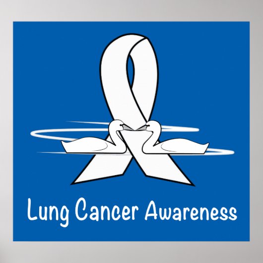 Lung Cancer Awareness Ribbon with Swans Poster (Voorkant)