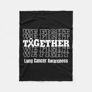 Lung Cancer Awareness Support We Fight White Ribbo Fleece Deken