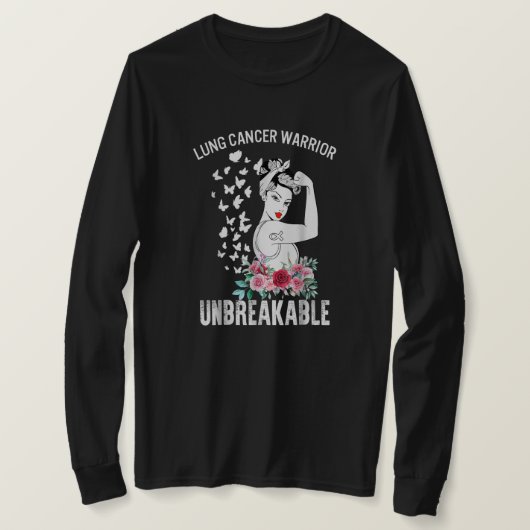 Lung Cancer Awareness Warrior Unbreekable Sterke W T-shirt (Design voorkant)