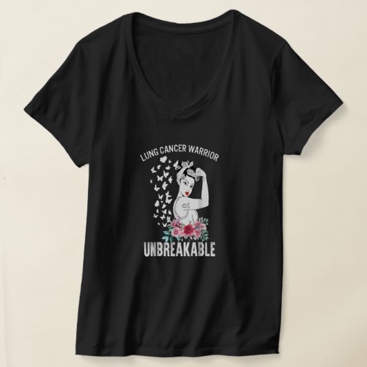 Lung Cancer Awareness Warrior Unbreekable Sterke W T-shirt (Laagn)