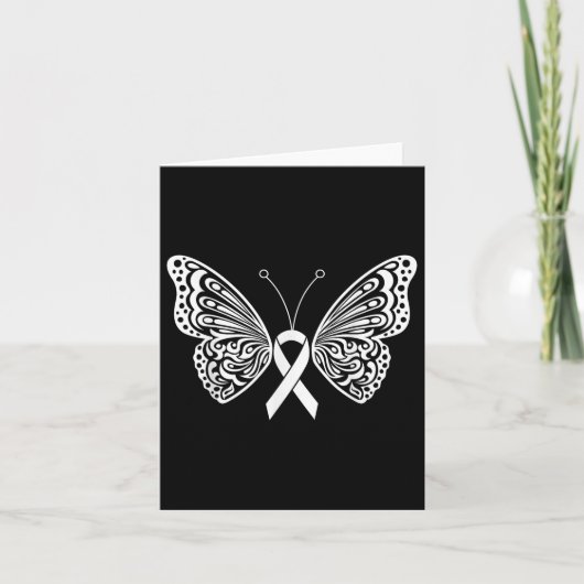 Lung Cancer Awareness White Ribbon Butterfly Wings Kaart (Voorkant)