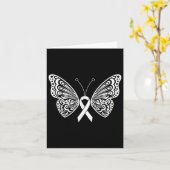 Lung Cancer Awareness White Ribbon Butterfly Wings Kaart (Gele Bloem)