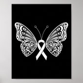 Lung Cancer Awareness White Ribbon Butterfly Wings Poster (Voorkant)