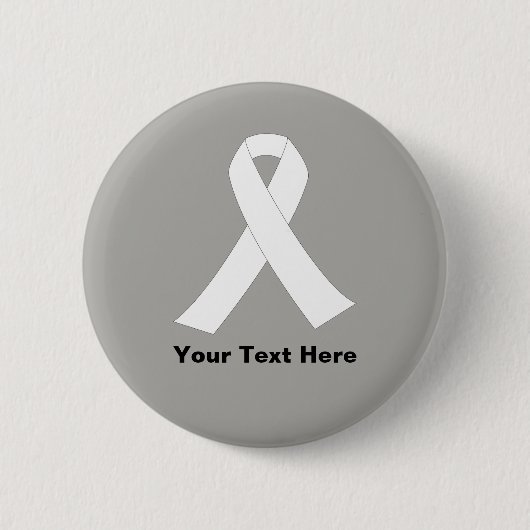 Lung Cancer Awareness White Ribbon Ronde Button 5,7 Cm (Voorkant)