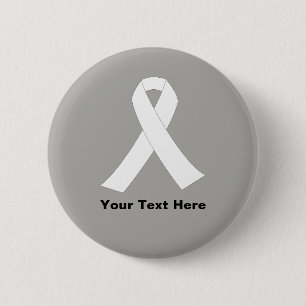 Lung Cancer Awareness White Ribbon Ronde Button 5,7 Cm