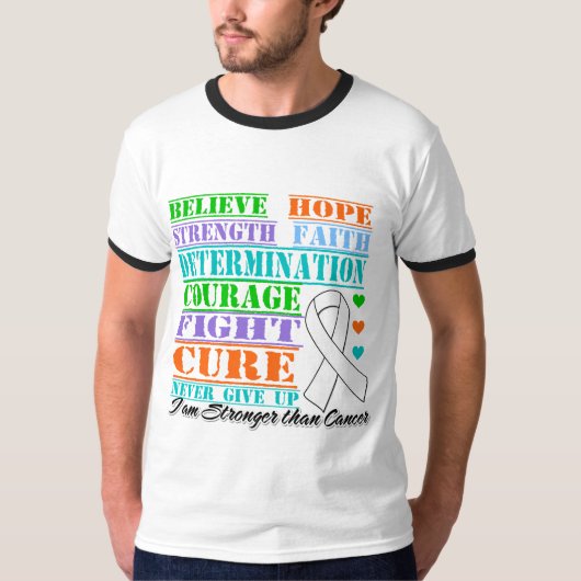 Lung Cancer Believe Strength Determination T-shirt (Voorkant)