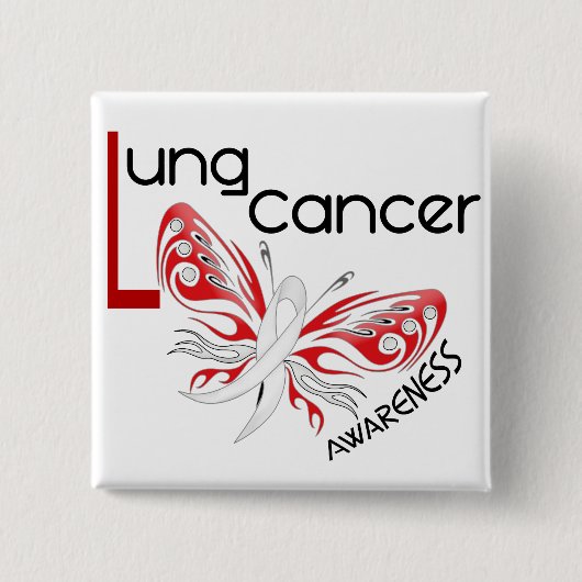 Lung Cancer BUTTERFLY 3.1 Vierkante Button 5,1 Cm (Voorkant)