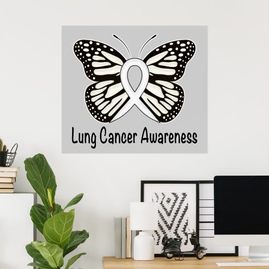 Lung Cancer Butterfly Awareness Poster (Thuiskantoor)
