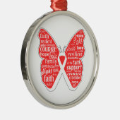 Lung Cancer Butterfly Collage of Words Metalen Ornament (Rechts)