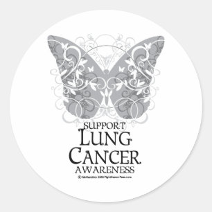 Lung Cancer Butterfly Ronde Sticker
