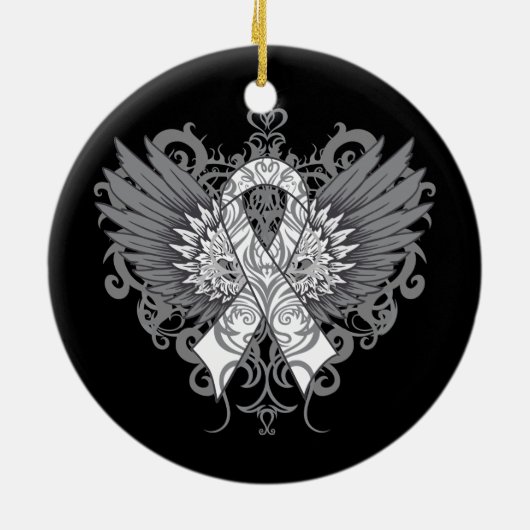 Lung Cancer Cool Wings Keramisch Ornament (Achterkant)