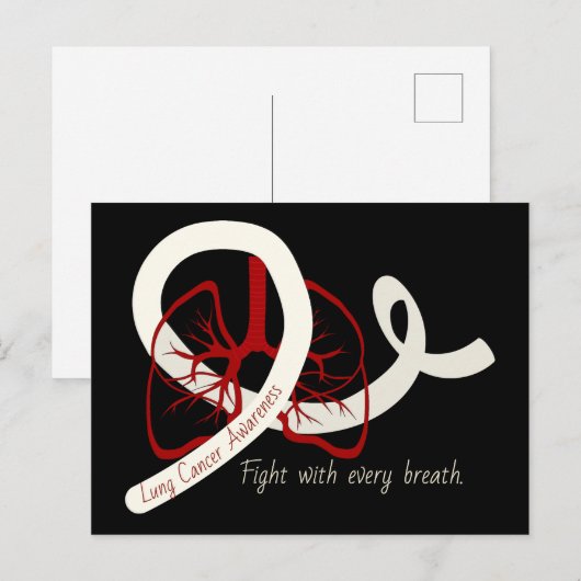 Lung Cancer Fight, longen en lint Briefkaart (Voorkant / Achterkant)