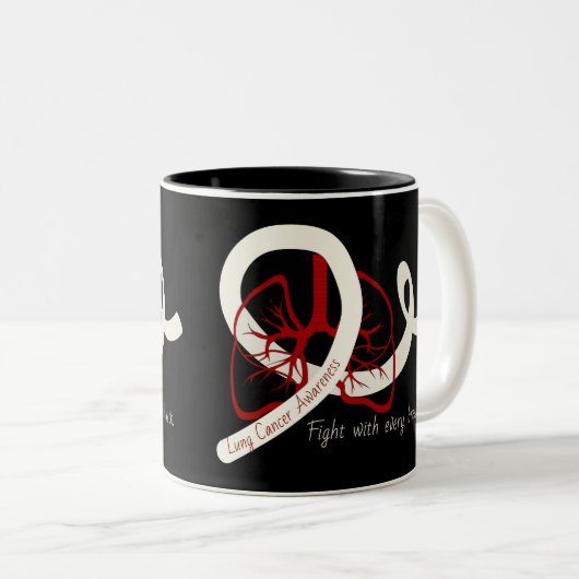 Lung Cancer Fight, longen en lint Tweekleurige Koffiemok (Voorkant rechts)