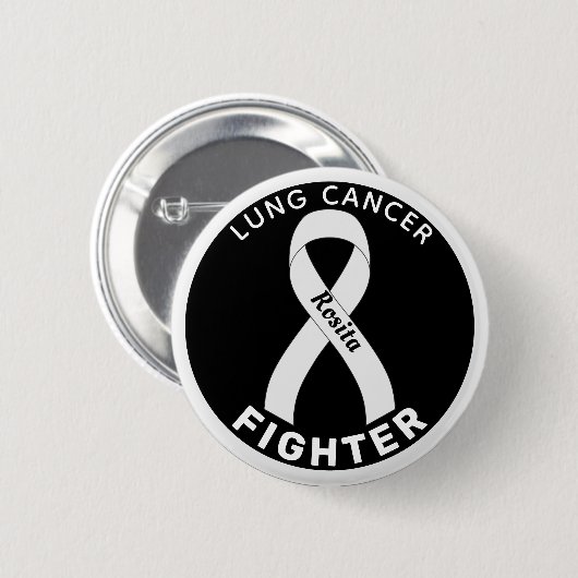 Lung Cancer Fighter Ribbon Black Button (Voorkant /achterkant)