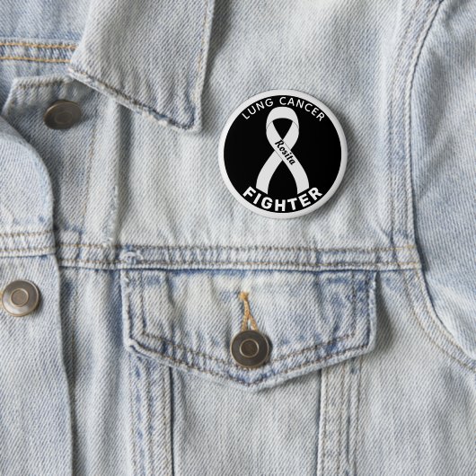 Lung Cancer Fighter Ribbon Black Button (In situ)