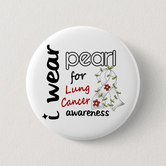 Lung Cancer I DRAAG PEARL VOOR BEWUSTMAKING 43 Ronde Button 5,7 Cm (Voorkant)