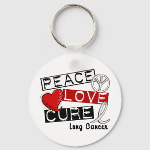 Lung Cancer PEACE LOVE CURE 1 Sleutelhanger