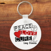 Lung Cancer PEACE LOVE CURE 1 Sleutelhanger (Voorkant)