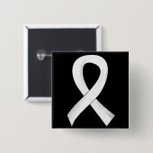 Lung Cancer Pearl Ribbon 3 Vierkante Button 5,1 Cm (Voorkant /achterkant)
