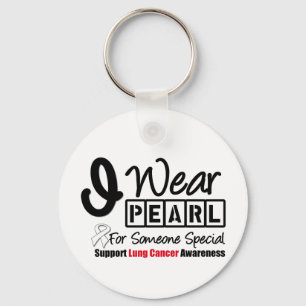 Lung Cancer Pearl Ribbon Iemand speciaal Sleutelhanger