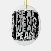 Lung Cancer Real Mannen Draag Pearl Keramisch Ornament (Rechts)