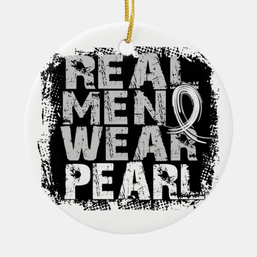 Lung Cancer Real Mannen Draag Pearl Keramisch Ornament (Voorkant)