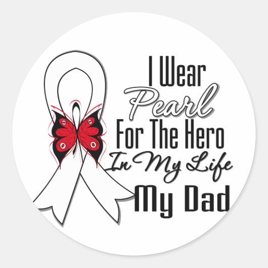 Lung Cancer Ribbon Hero Mijn vader Ronde Sticker (Voorkant)
