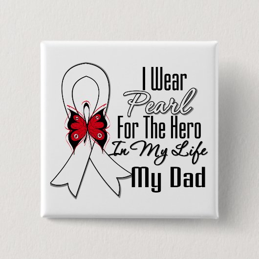 Lung Cancer Ribbon Hero Mijn vader Vierkante Button 5,1 Cm (Voorkant)
