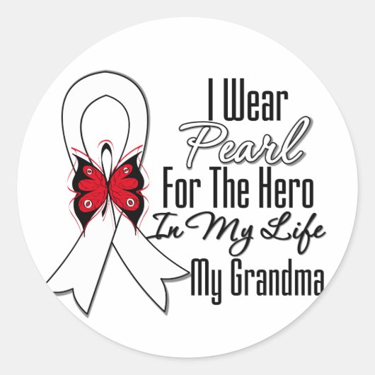 Lung Cancer Ribbon Hero My Grandma Ronde Sticker (Voorkant)