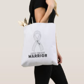 Lung Cancer Ribbon White Canvas tas (Dichtbij)