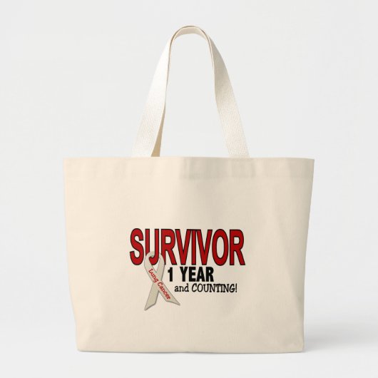 Lung Cancer Survivor 1 jaar Grote Tote Bag (Voorkant)