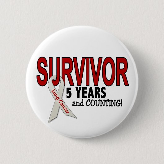 Lung Cancer Survivor 5 jaar Ronde Button 5,7 Cm (Voorkant)