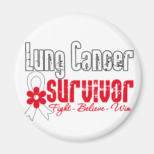 Lung Cancer Survivor Flower Ribbon Magneet